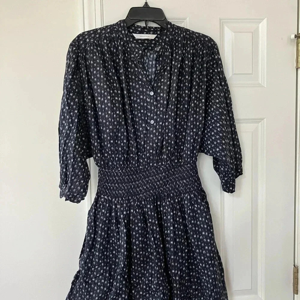 Rebecca Taylor Ikat Print Smocked Cotton Shirred dress Size M NWT - Picture 3 of 8